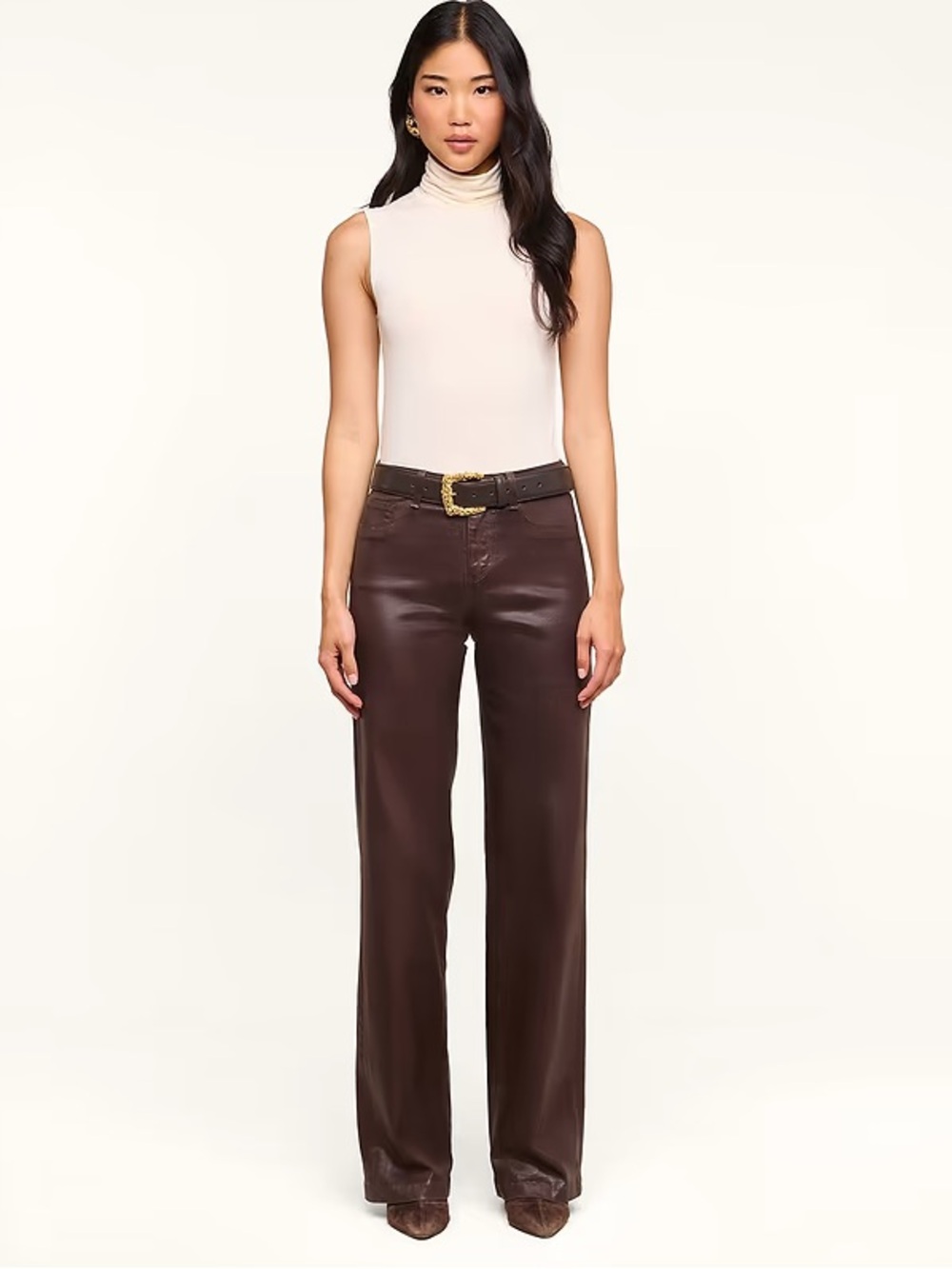 NWOT L’AGENCE Clayton High-rise Coated Wide-leg Jeans size 29 in Java Coffee Bea